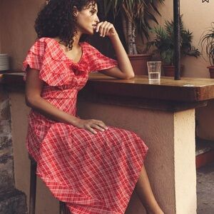 NWT Doen Red Checkered Dress